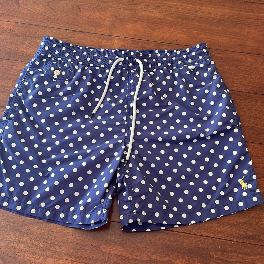 Polo Ralph Lauren polka dot navy bathing suit size Medium